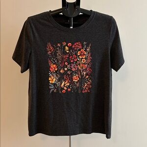 Floral Graphic Charcoal T-Shirt